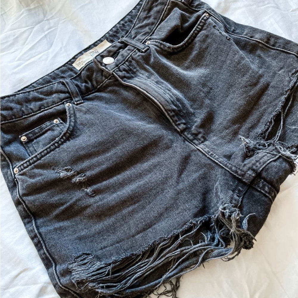 Topshop Black Denim Mom Shorts